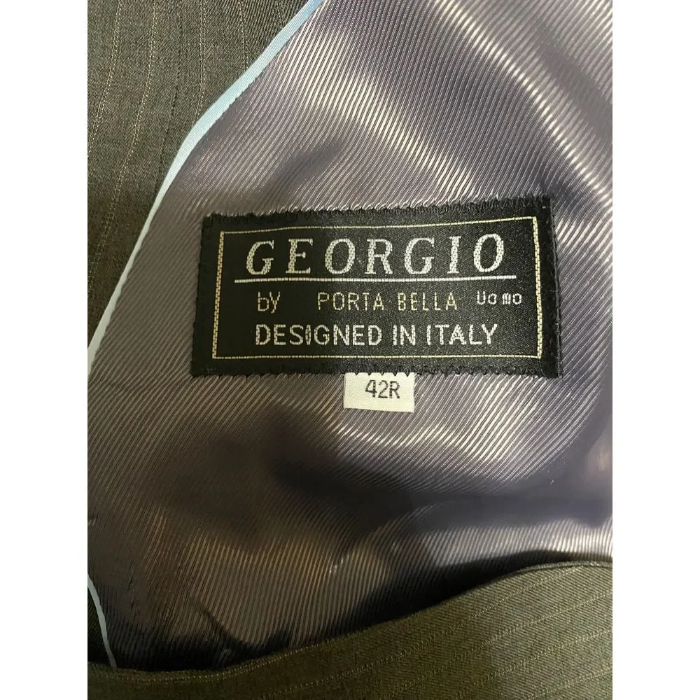 Georgio by Porta Bella Men's‎ Charcoal Pinstripe Suit Jacket Blazer 42R